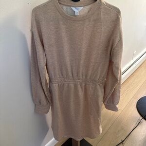 Light tan sweater dress with pockets